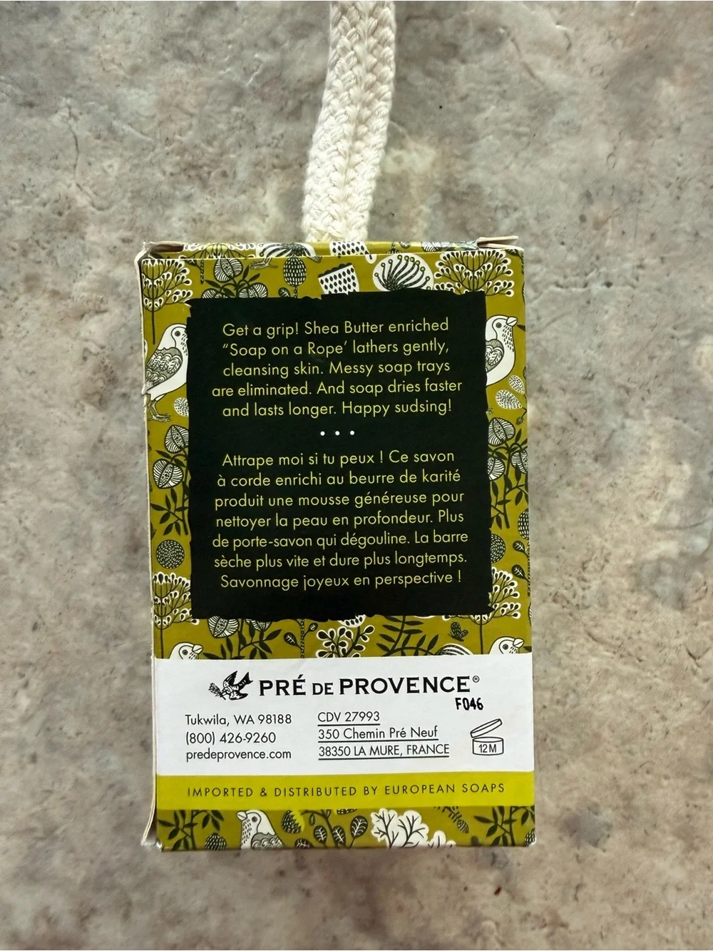 Pre de Provence Sage Soap on a Rope Shea Butter Enriched French Bar 200g 7oz NEW